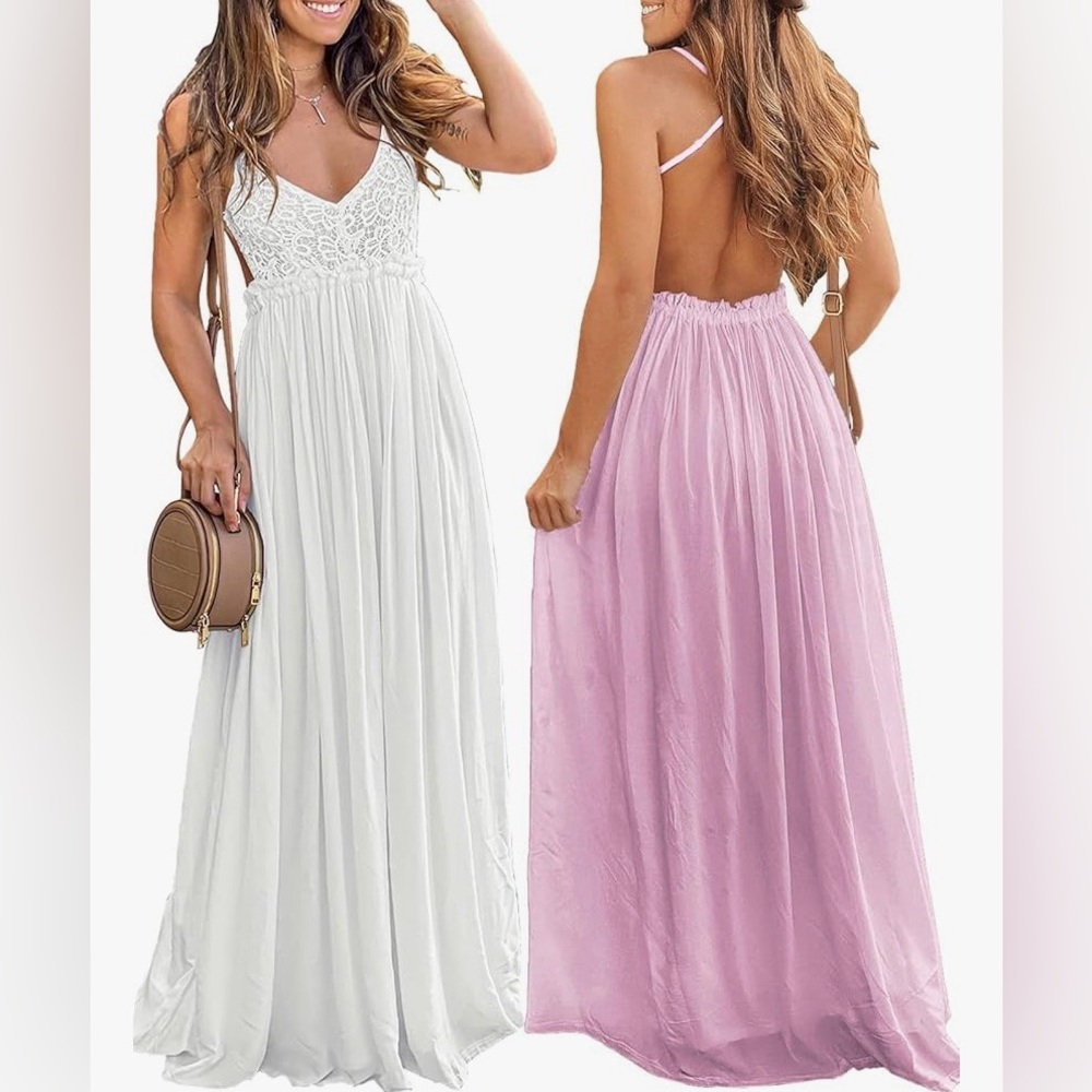 NWT Miss Avenue Bohemian Style Cream Flowy Maxi Dress Size Large